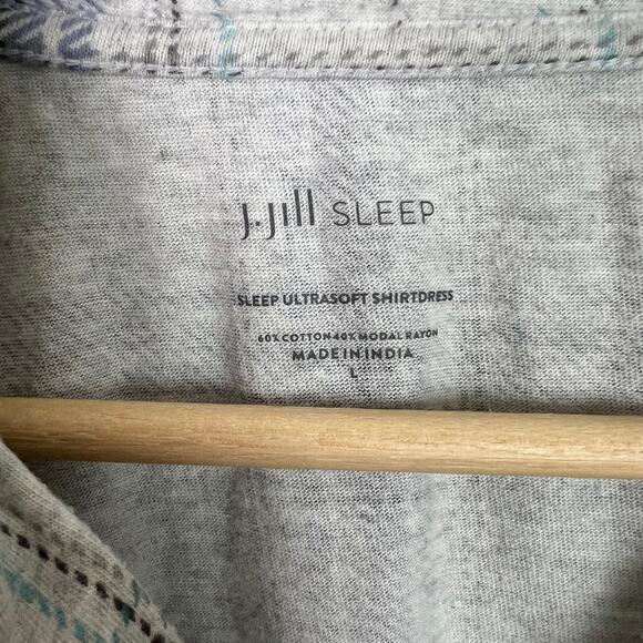 J. Jill Sleep Ultrasoft Shirtdress Gray Plaid Pajamas Long Sleeve Size Large - Picture 4 of 6